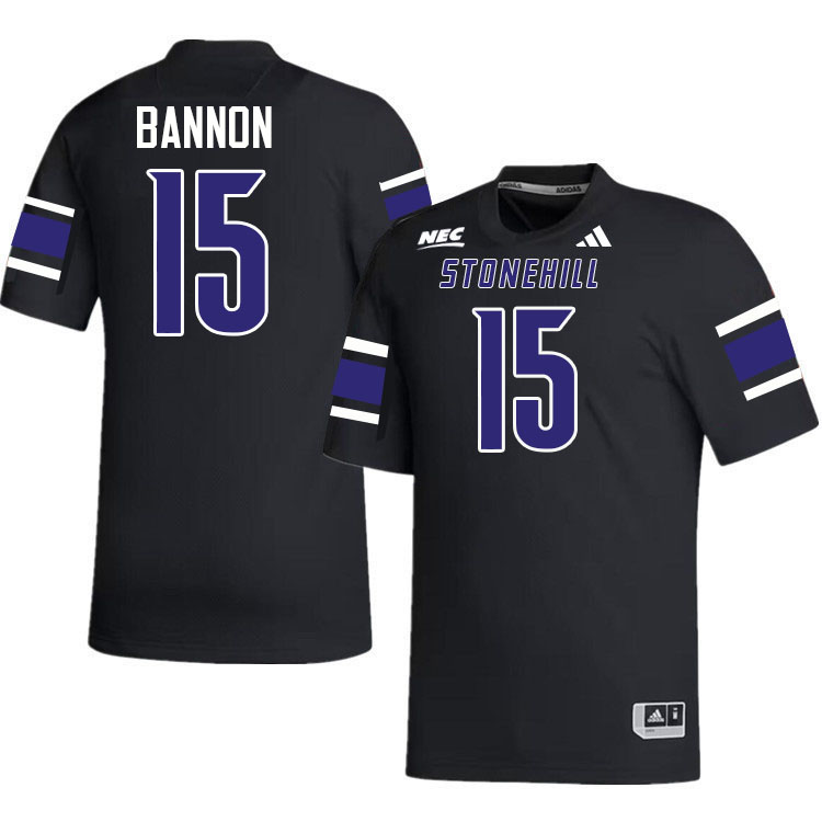Stonehill Skyhawks #15 Tyler Bannon College Football Jerseys,Uniforms Stitched-Black